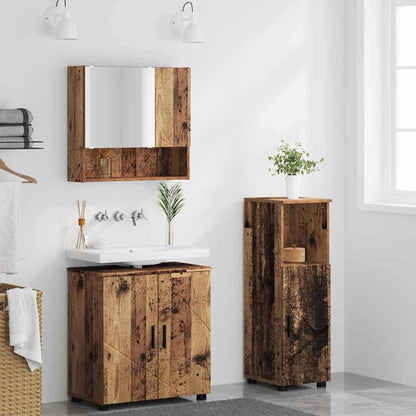 Bathroom Furniture Set with Door 3 pcs Old wood 61 x 35 x 64 cm
