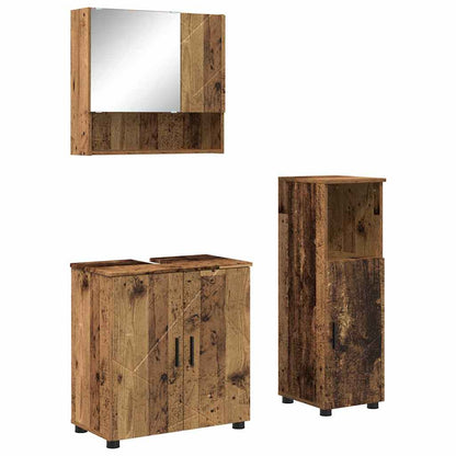 Bathroom Furniture Set with Door 3 pcs Old wood 61 x 35 x 64 cm
