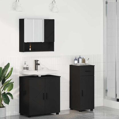 Bathroom Furniture Set with Drawer 3 pcs Black 61 x 35 x 64 cm