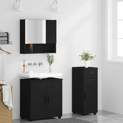 Bathroom Furniture Set with Drawer 3 pcs Black 61 x 35 x 64 cm