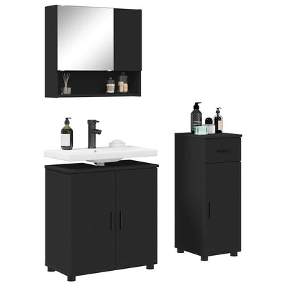 Bathroom Furniture Set with Drawer 3 pcs Black 61 x 35 x 64 cm