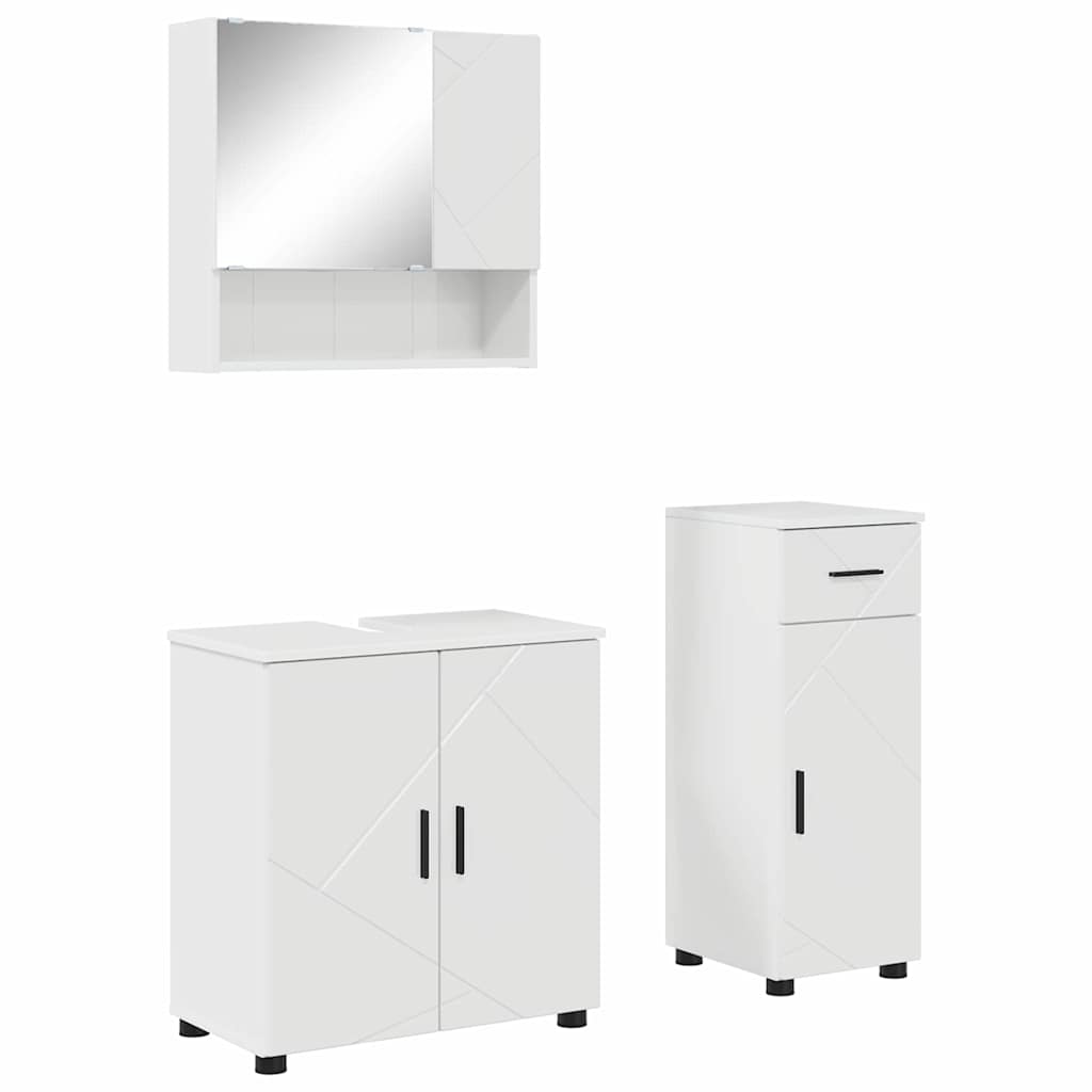 Bathroom Furniture Set 3 pcs High gloss white 61 x 35 x 64 cm