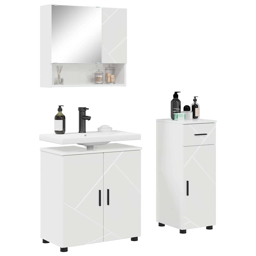 Bathroom Furniture Set 3 pcs High gloss white 61 x 35 x 64 cm