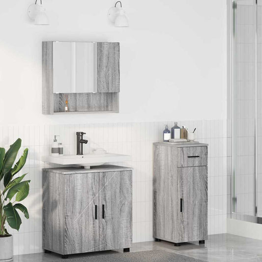 Bathroom Furniture Set 3 pcs Grey sonoma 61 x 35 x 64 cm