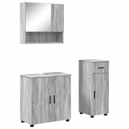 Bathroom Furniture Set 3 pcs Grey sonoma 61 x 35 x 64 cm