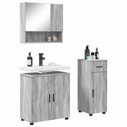 Bathroom Furniture Set 3 pcs Grey sonoma 61 x 35 x 64 cm