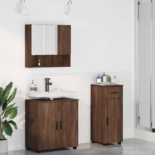 Bathroom Furniture Set 3 pcs Brown oak 61 x 35 x 64 cm