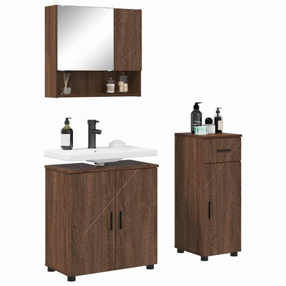 Bathroom Furniture Set 3 pcs Brown oak 61 x 35 x 64 cm