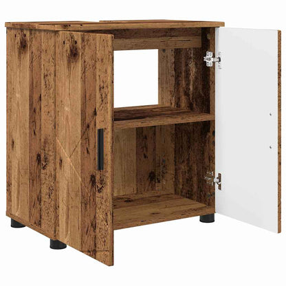 Bathroom Furniture Set with Door 3 pcs Old wood 61 x 35 x 64 cm