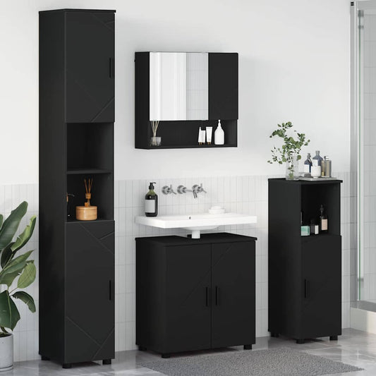 Bathroom Furniture Set Wall-mounted 4 pcs Black 61 x 35 x 64 cm