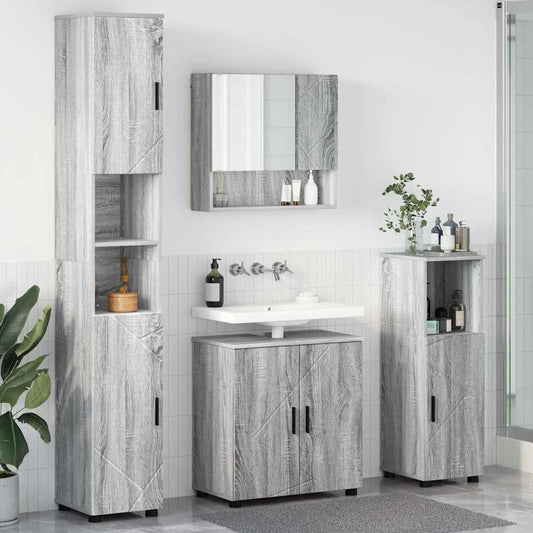 Bathroom Furniture Set 4 pcs Grey sonoma 61 x 35 x 64 cm