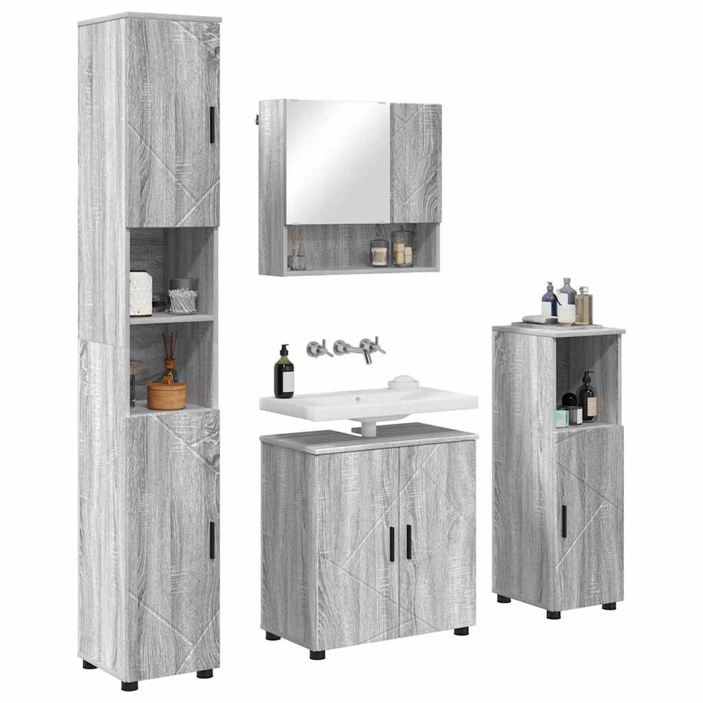 Bathroom Furniture Set 4 pcs Grey sonoma 61 x 35 x 64 cm