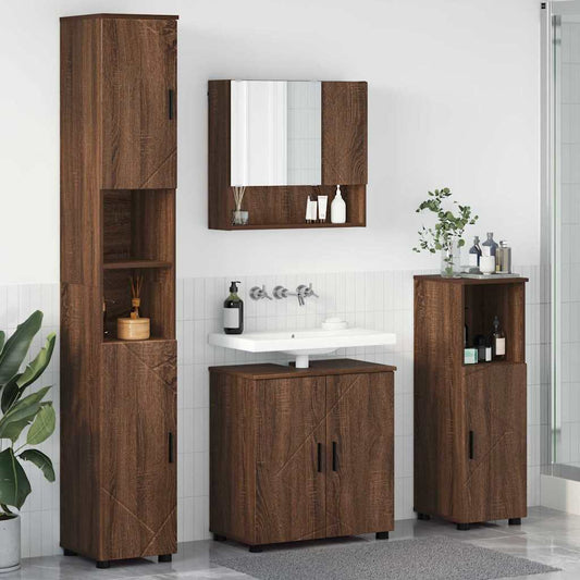 Bathroom Furniture Set 4 pcs Brown oak 61 x 35 x 64 cm