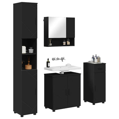 Bathroom Furniture Set with Drawer 4 pcs Black 61 x 35 x 64 cm