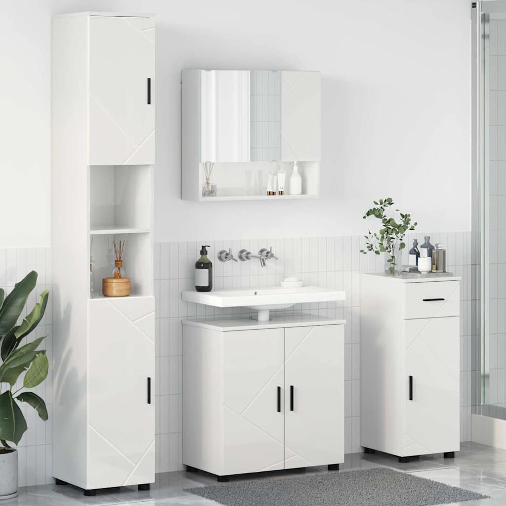 Bathroom Furniture Set 4 pcs High gloss white 61 x 35 x 64 cm