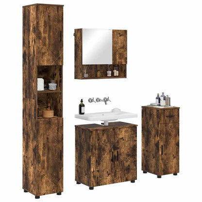 Bathroom Furniture Set 4 pcs Smoked oak 61 x 35 x 64 cm