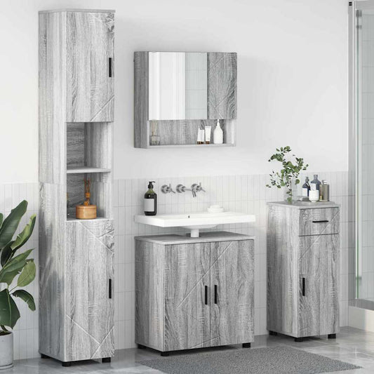 Bathroom Furniture Set 4 pcs Grey sonoma 61 x 35 x 64 cm