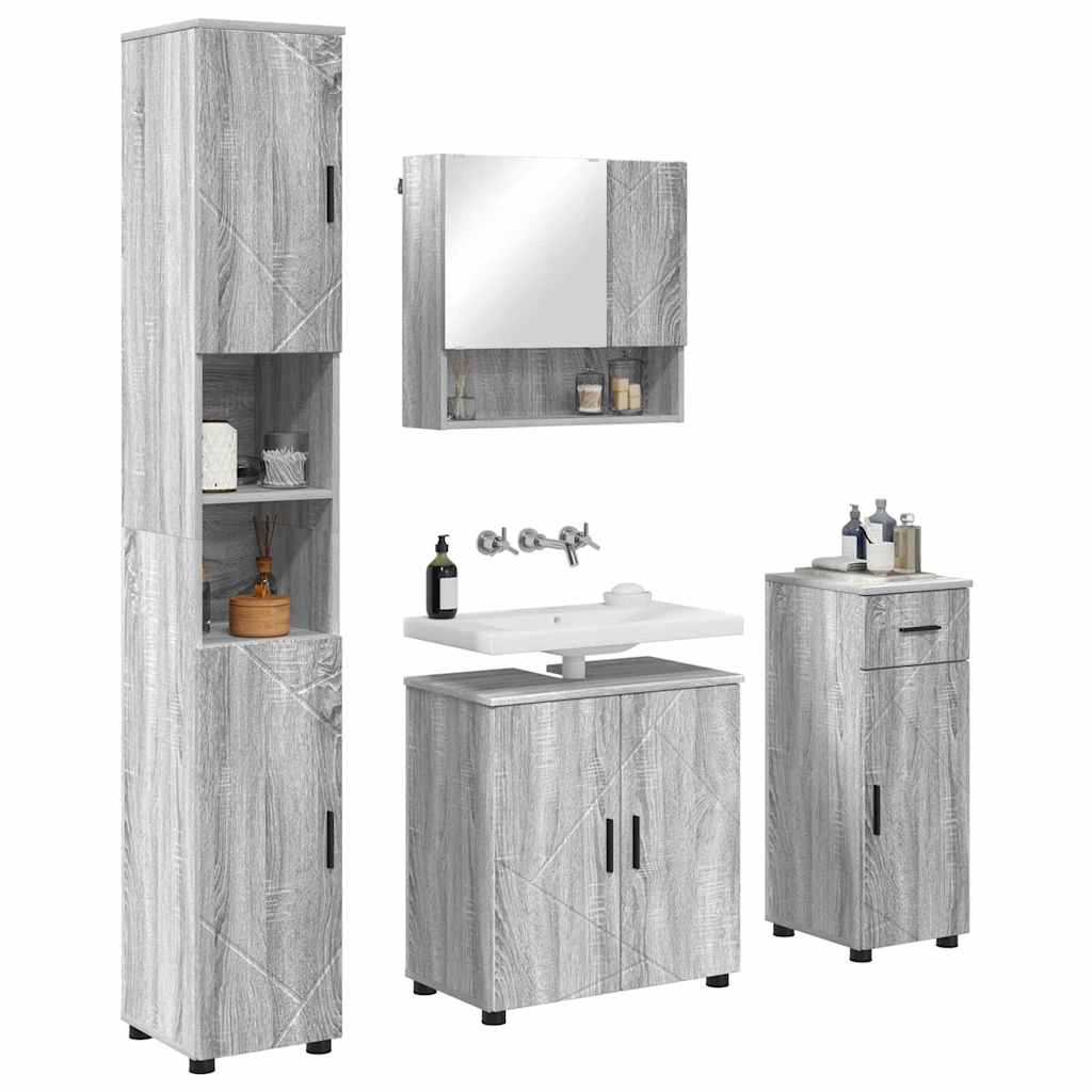 Bathroom Furniture Set 4 pcs Grey sonoma 61 x 35 x 64 cm