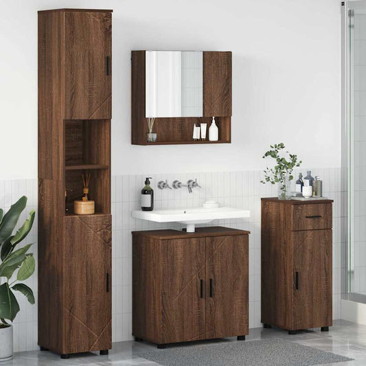 Bathroom Furniture Set 4 pcs Brown oak 61 x 35 x 64 cm