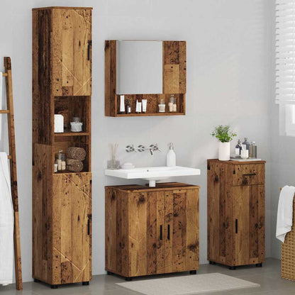 Bathroom Furniture Set with Door 4 pcs Old wood 61 x 35 x 64 cm