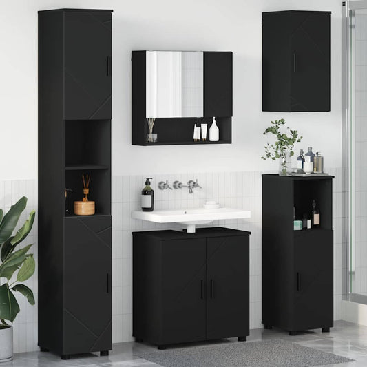Bathroom Furniture Set Wall-mounted 5 pcs Black 61 x 35 x 64 cm