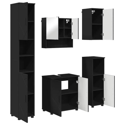 Bathroom Furniture Set Wall-mounted 5 pcs Black 61 x 35 x 64 cm
