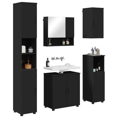 Bathroom Furniture Set Wall-mounted 5 pcs Black 61 x 35 x 64 cm