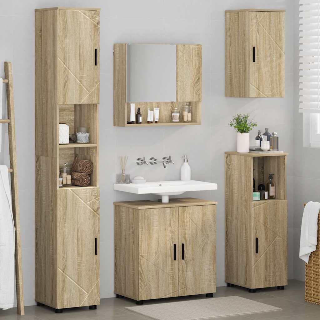 Bathroom Furniture Set 5 pcs Sonoma oak 61 x 35 x 64 cm