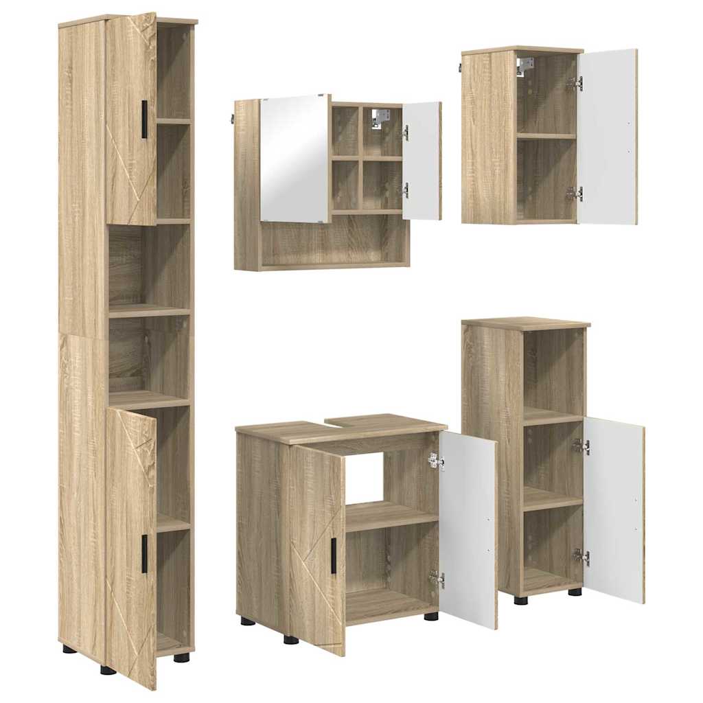 Bathroom Furniture Set 5 pcs Sonoma oak 61 x 35 x 64 cm