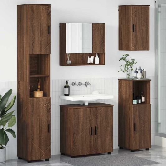 Bathroom Furniture Set 5 pcs Brown oak 61 x 35 x 64 cm