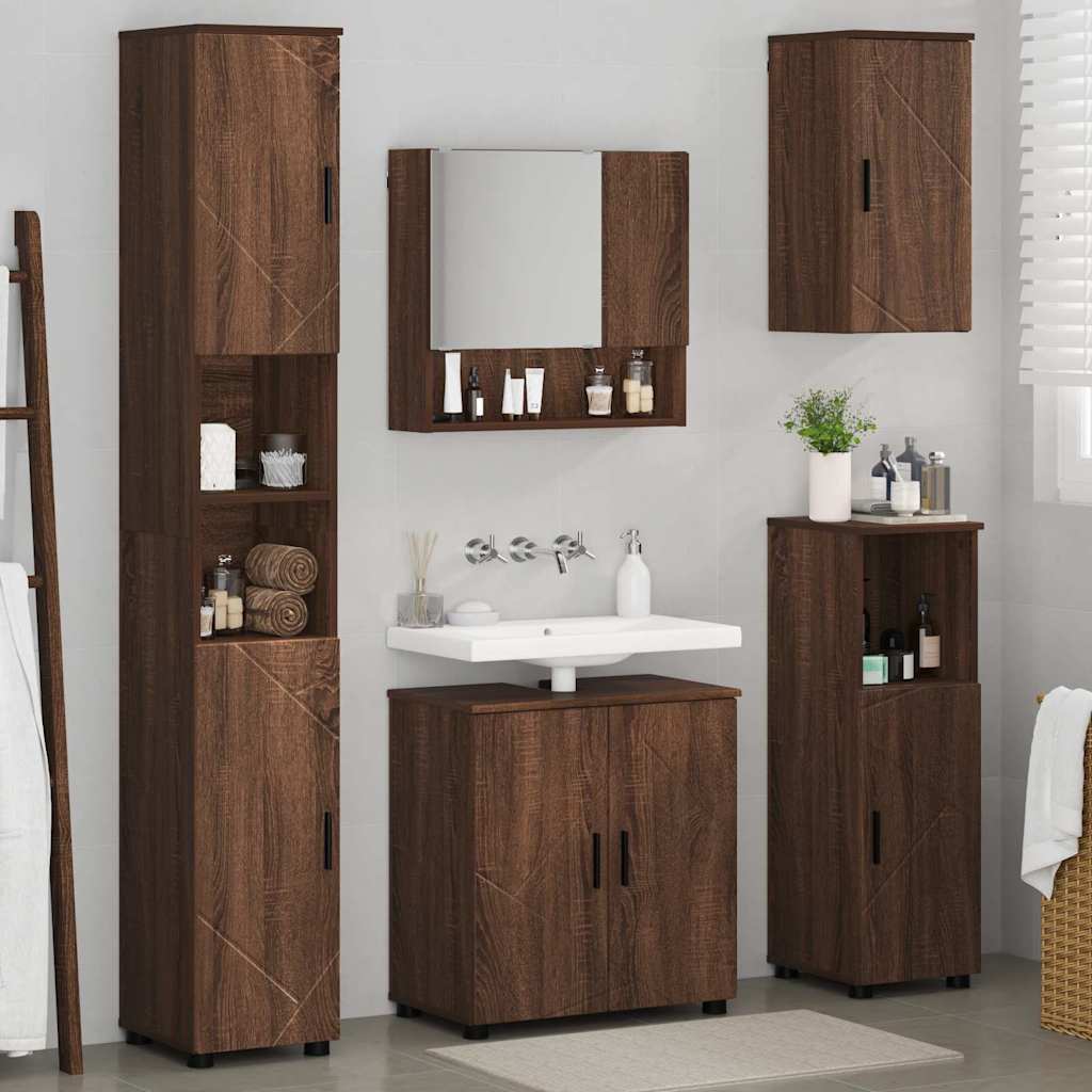 Bathroom Furniture Set 5 pcs Brown oak 61 x 35 x 64 cm