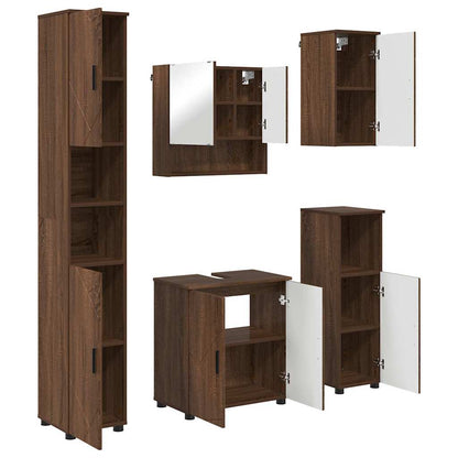 Bathroom Furniture Set 5 pcs Brown oak 61 x 35 x 64 cm
