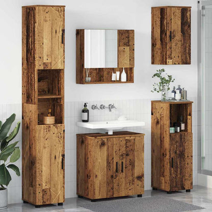 Bathroom Furniture Set with Door 5 pcs Old wood 61 x 35 x 64 cm