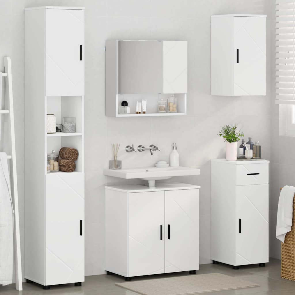 Bathroom Furniture Set with Drawer 5 pcs White 61 x 35 x 64 cm