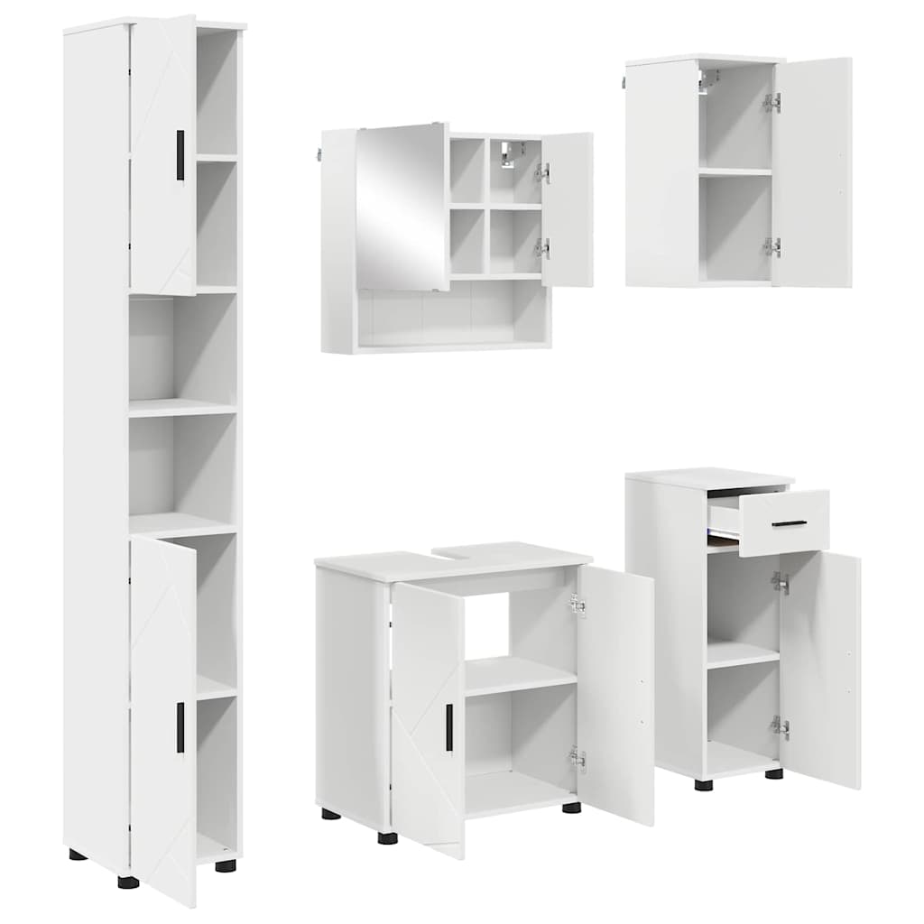Bathroom Furniture Set with Drawer 5 pcs White 61 x 35 x 64 cm