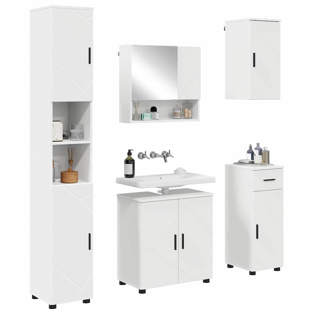 Bathroom Furniture Set with Drawer 5 pcs White 61 x 35 x 64 cm