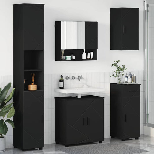 Bathroom Furniture Set with Drawer 5 pcs Black 61 x 35 x 64 cm