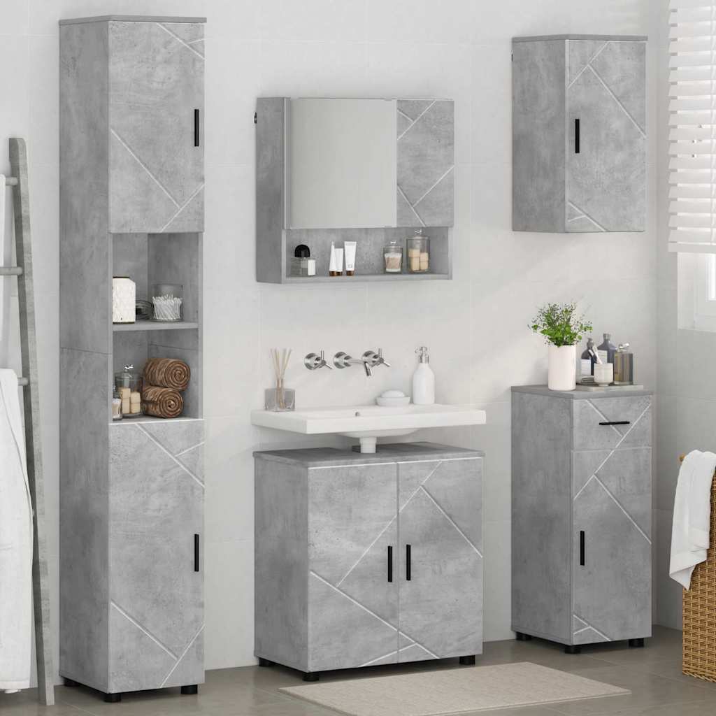 Bathroom Furniture Set 5 pcs Concrete grey 61 x 35 x 64 cm