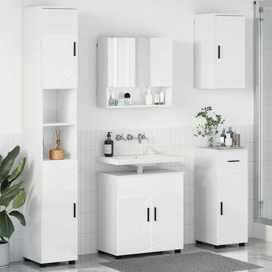 Bathroom Furniture Set 5 pcs High gloss white 61 x 35 x 64 cm