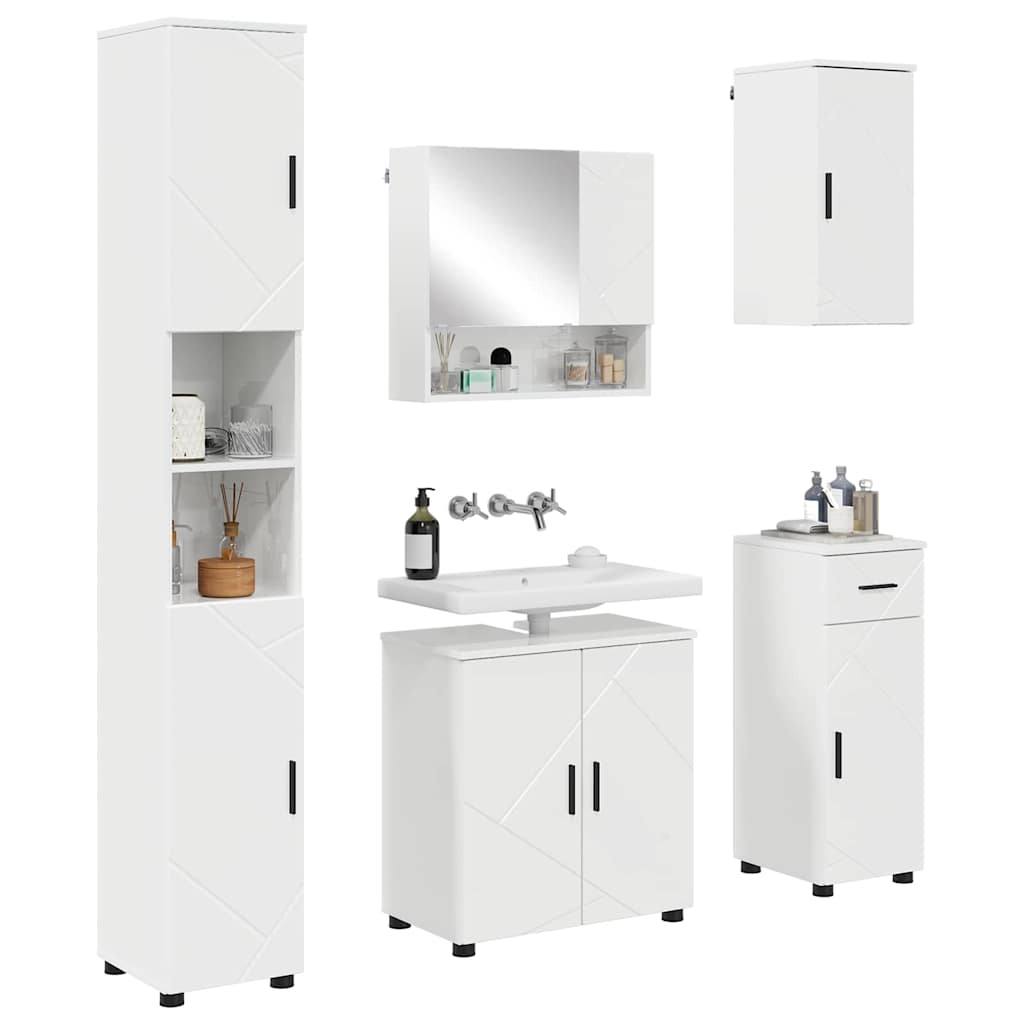 Bathroom Furniture Set 5 pcs High gloss white 61 x 35 x 64 cm
