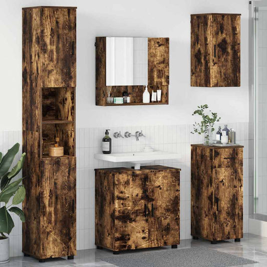 Bathroom Furniture Set 5 pcs Smoked oak 61 x 35 x 64 cm