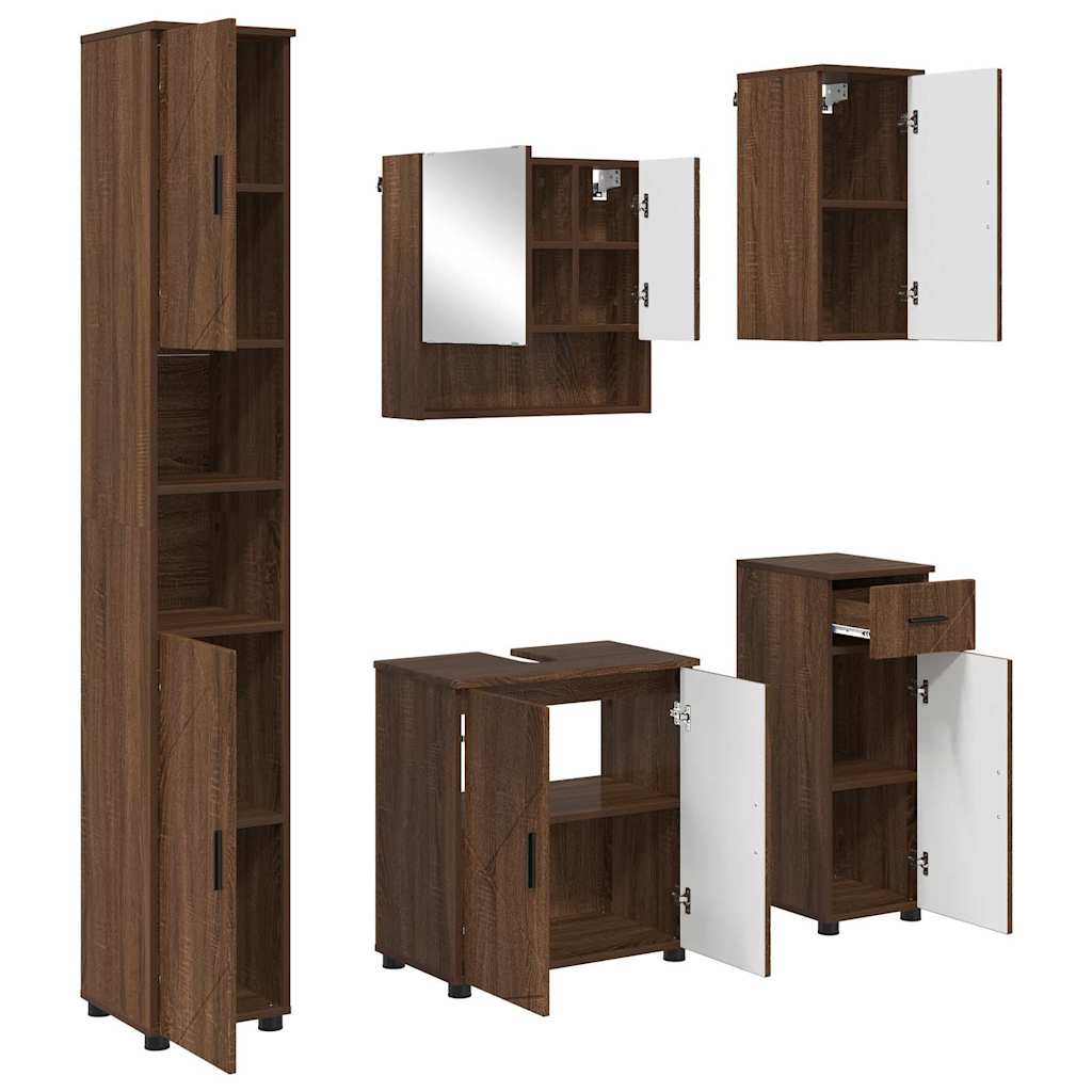 Bathroom Furniture Set 5 pcs Brown oak 61 x 35 x 64 cm