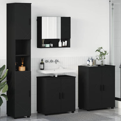 Bathroom Furniture Set Wall-mounted 4 pcs Black 61 x 35 x 64 cm