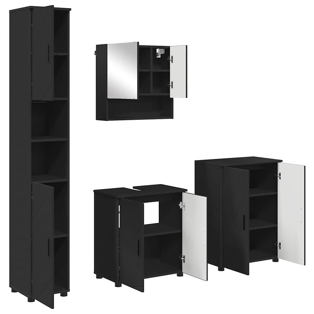 Bathroom Furniture Set Wall-mounted 4 pcs Black 61 x 35 x 64 cm