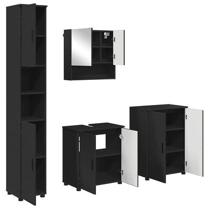 Bathroom Furniture Set Wall-mounted 4 pcs Black 61 x 35 x 64 cm
