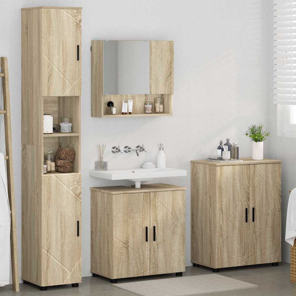 Bathroom Furniture Set 4 pcs Sonoma oak 61 x 35 x 64 cm