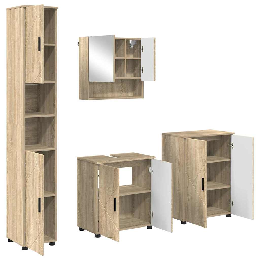 Bathroom Furniture Set 4 pcs Sonoma oak 61 x 35 x 64 cm