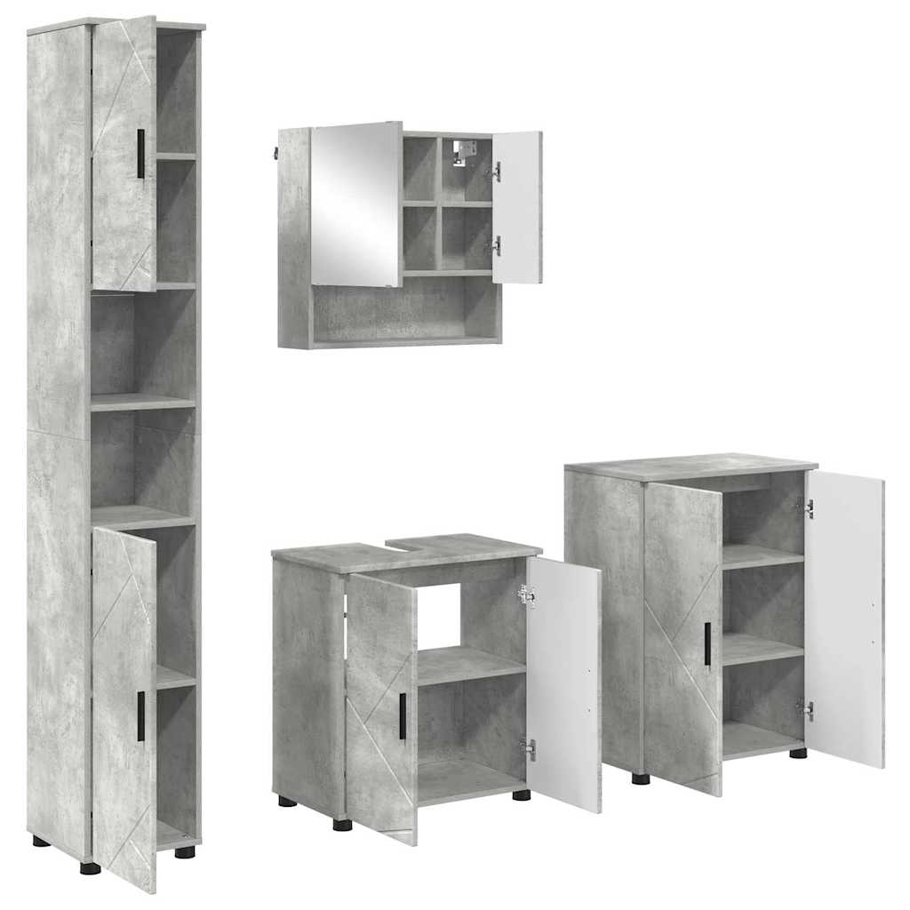 Bathroom Furniture Set 4 pcs Concrete grey 61 x 35 x 64 cm