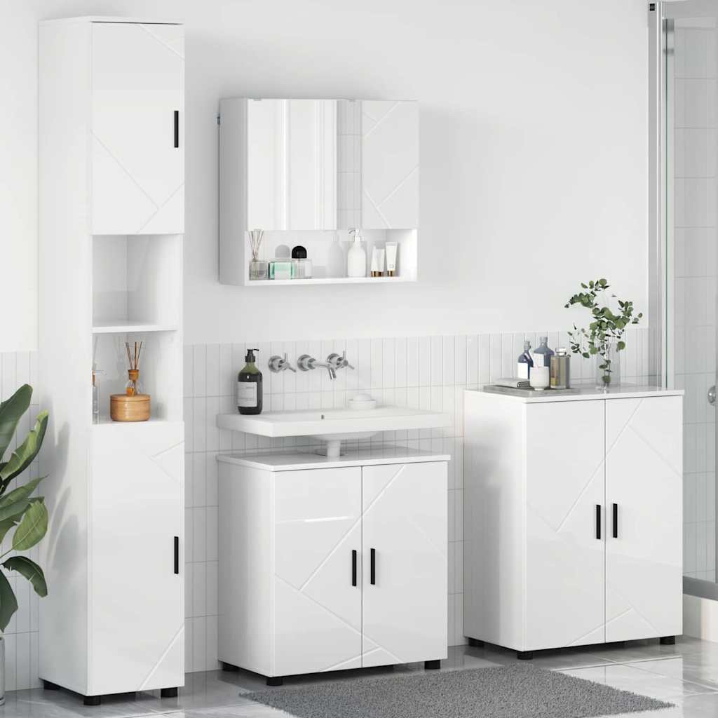 Bathroom Furniture Set 4 pcs High gloss white 61 x 35 x 64 cm