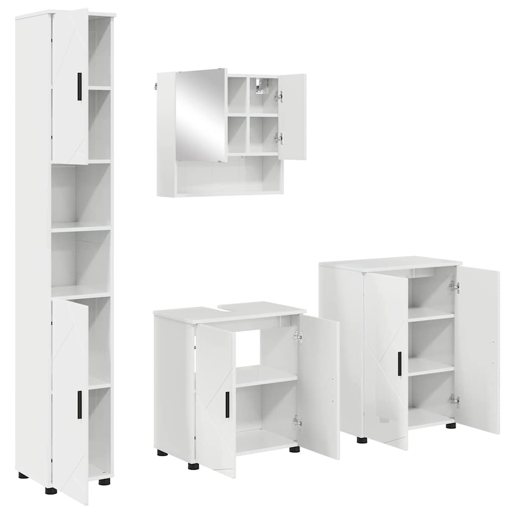 Bathroom Furniture Set 4 pcs High gloss white 61 x 35 x 64 cm
